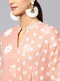 Thumbnail for Aks Floral Printed Pure Cotton Straight Kurta With Palazzos & Dupatta - Distacart