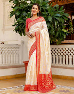 Thumbnail for Joban Fashion Off White Silk Woven Banarasi Saree