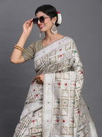 Thumbnail for Astita Linen Cotton Beige Saree