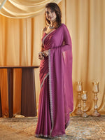 Thumbnail for kasee Beads and Stones Pure Chiffon Saree - Distacart