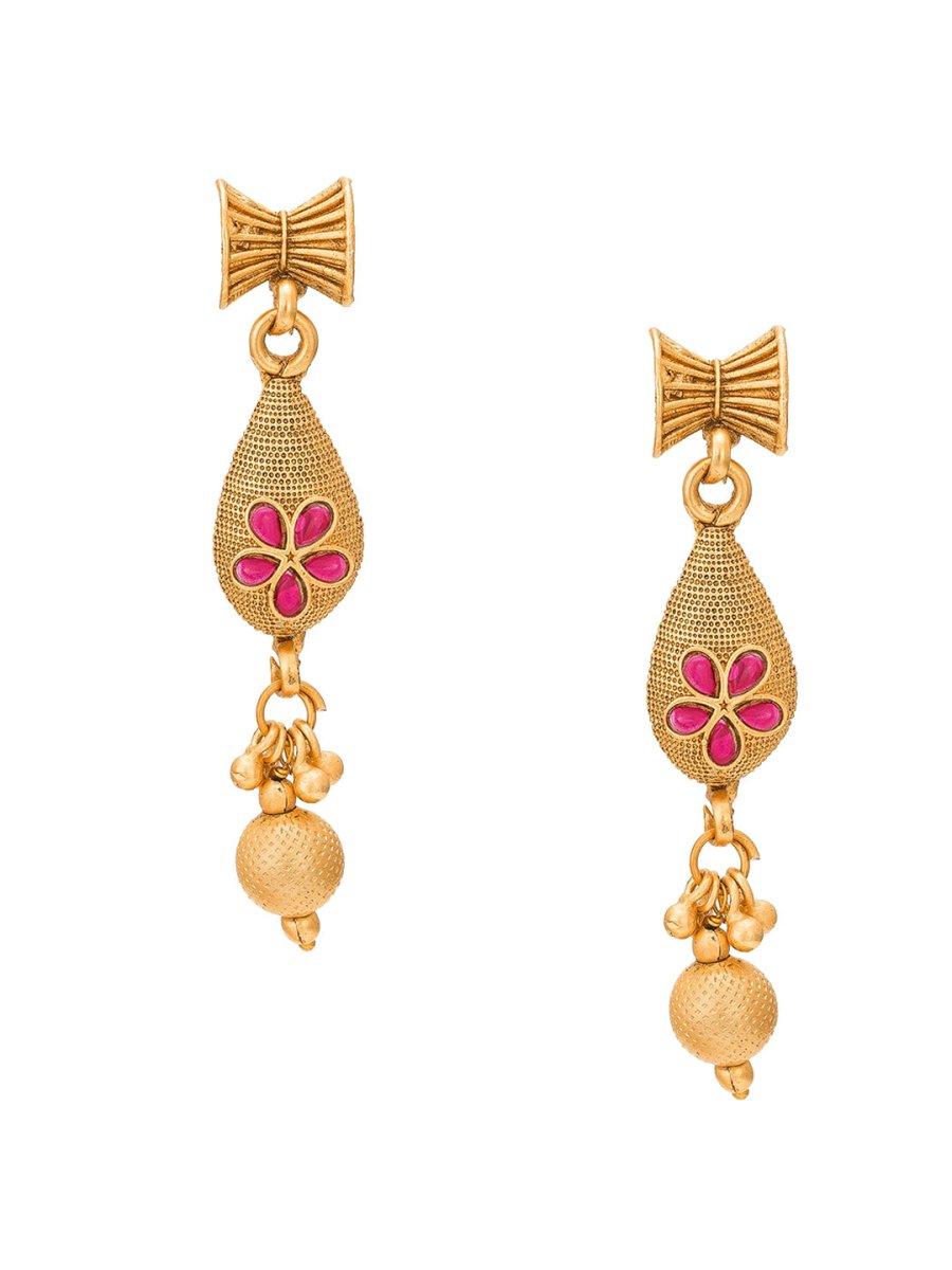 Aadita Gold Plated Temple Choker Ruby Jewellery Set - Distacart