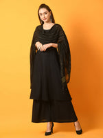 Thumbnail for Myshka Women's Black Solid Anarkali Party Kurta Set With Dupatta - Distacart