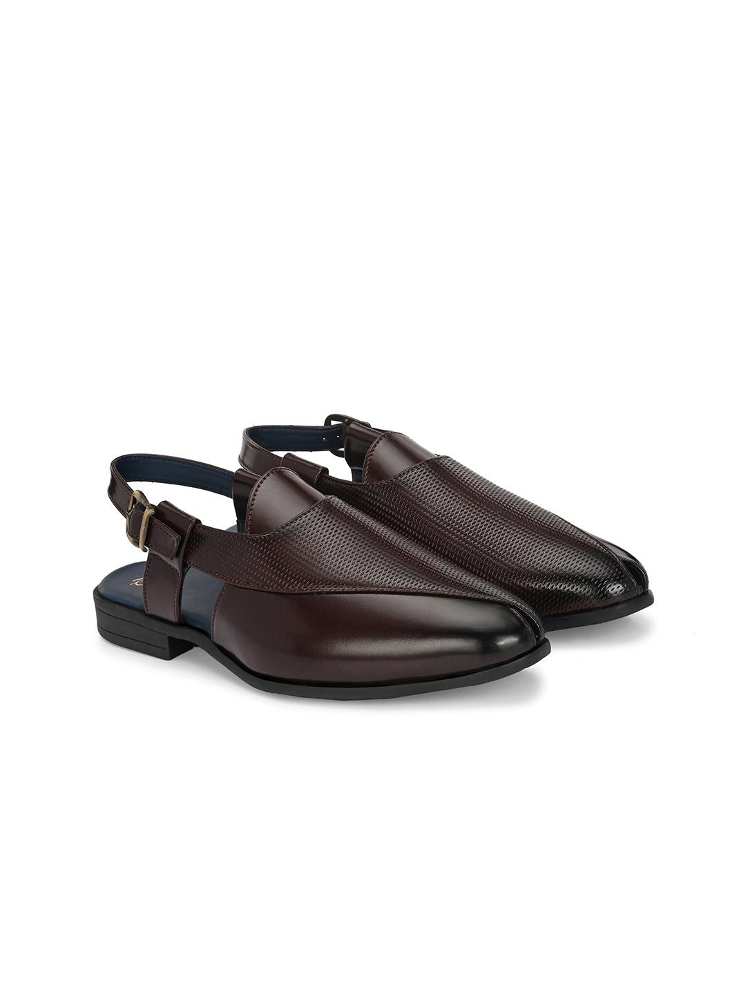 House of Pataudi Textured Shoe-Style Sandals