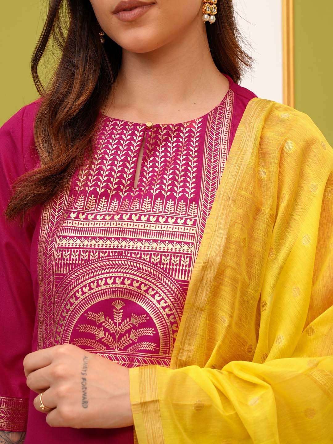 Vishudh Women Ethnic Motifs Printed Regular Kurta with Palazzos & With Dupatta