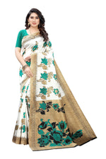 Thumbnail for Vamika White Printed Art Silk Saree - Distacart