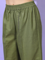 Thumbnail for Vishudh Women Green Panelled Kurta with Trousers & With Dupatta - Distacart
