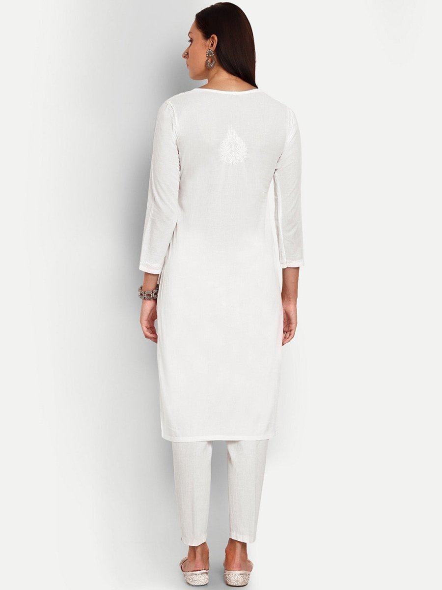 ADA Floral Embroidered Chikankari Kurta - Distacart