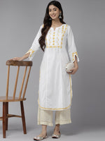 Thumbnail for ADA Ethnic Motifs Embroidered Chikankari Cotton Kurta - Distacart