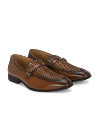 Thumbnail for House of Pataudi Men Textured Formal Loafers