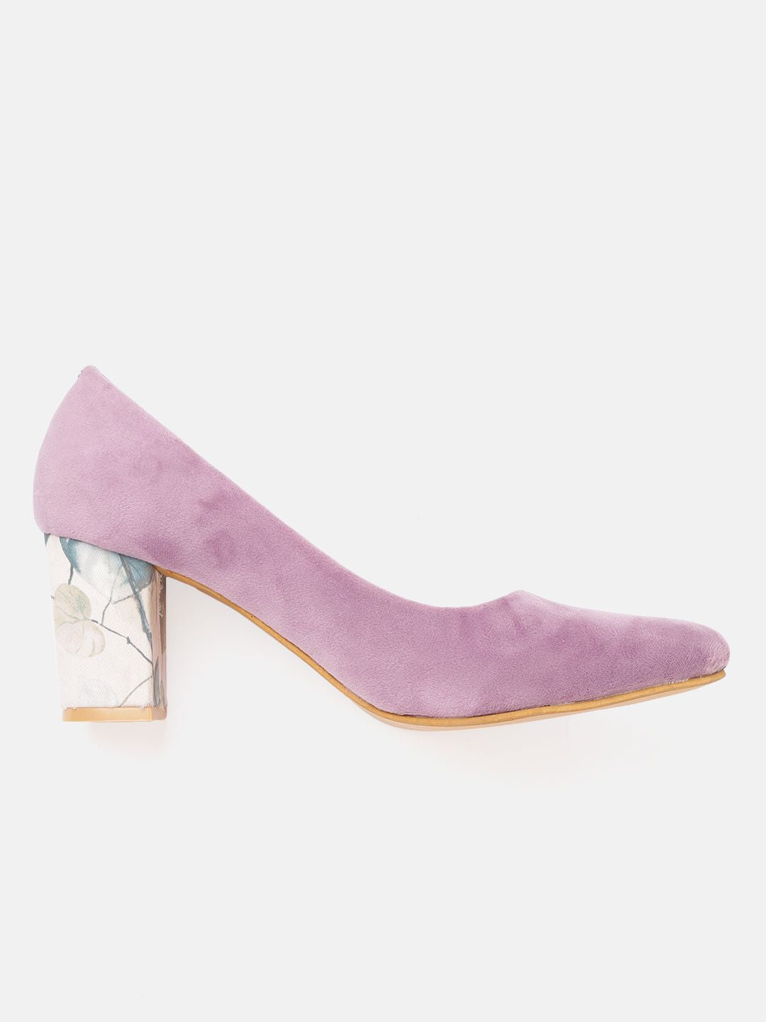 ELLE Lilac Solid Velvet Finish Pumps