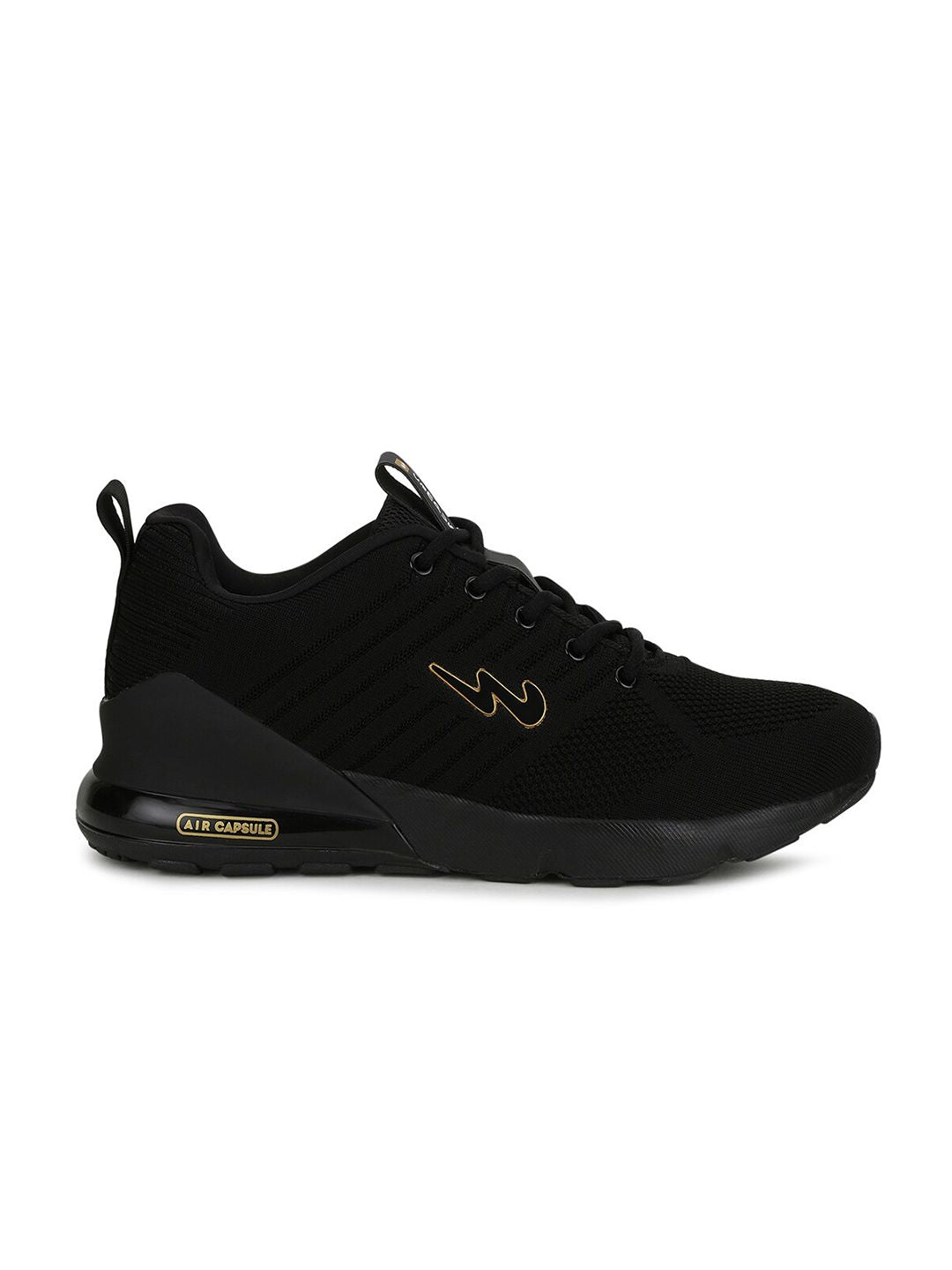 Campus Men Black Mesh Running Shoes