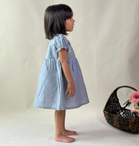 Thumbnail for ArthLife Grey Flower Embroidered Dress - Distacart