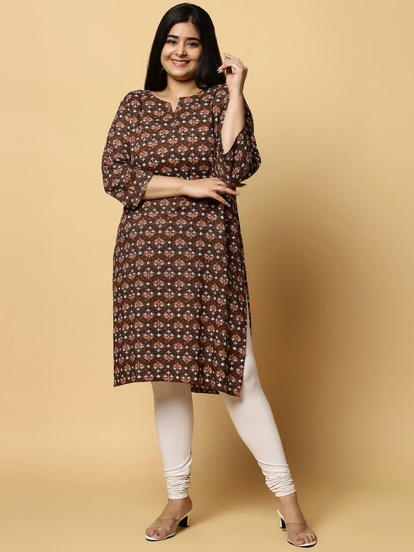 Sztori Plus Size Ethnic Motifs Printed Pure Cotton Kurta - Distacart