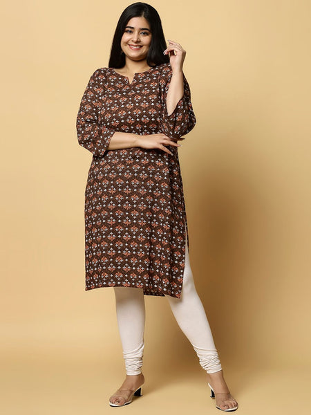 Sztori Plus Size Ethnic Motifs Printed Pure Cotton Kurta - Distacart