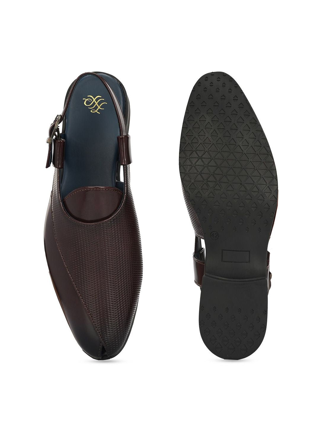House of Pataudi Textured Shoe-Style Sandals