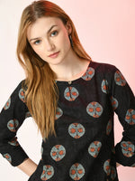Thumbnail for Myshka Women's Black Printed Top - Distacart