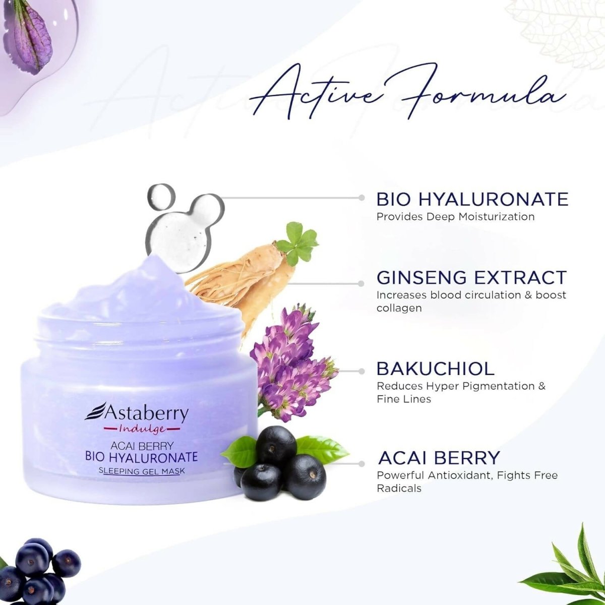 Astaberry Indulge Acai Berry Bio Hyaluronate Sleeping Gel Mask - Distacart