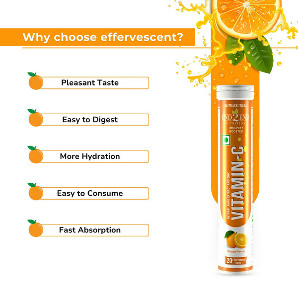 End2End Nutrition Vitamin C with Natual Amla Extracts For Extra Glowing Skin & Stronger Immunity Tablets - Distacart