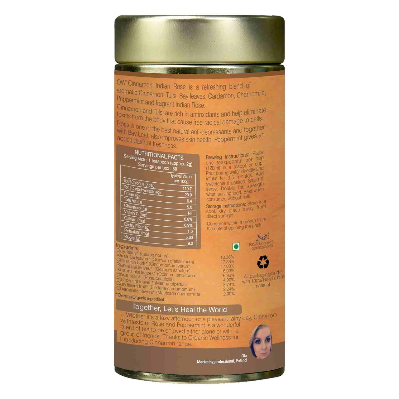 Organic Wellness Ow'Real Cinnamon Indian Rose Leaf Tea - Distacart