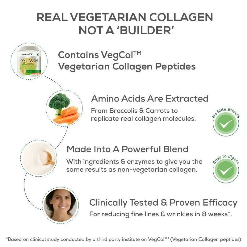 TrueBasics Collaskin Mixed Fruit Flavour 100% Vegetarian Collagen Peptides - Distacart