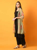 Thumbnail for Myshka Women's Black Solid Anarkali Party Kurta Set With Printed Dupatta - Distacart