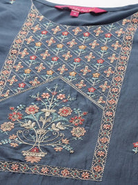 Thumbnail for Anubhutee Blue Floral Embroidered Kurta with Trousers & With Dupatta - Distacart