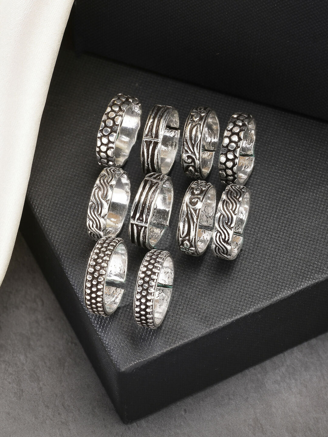 NVR Women's Set of 5 Silver-Plated German Silver Toe Ring