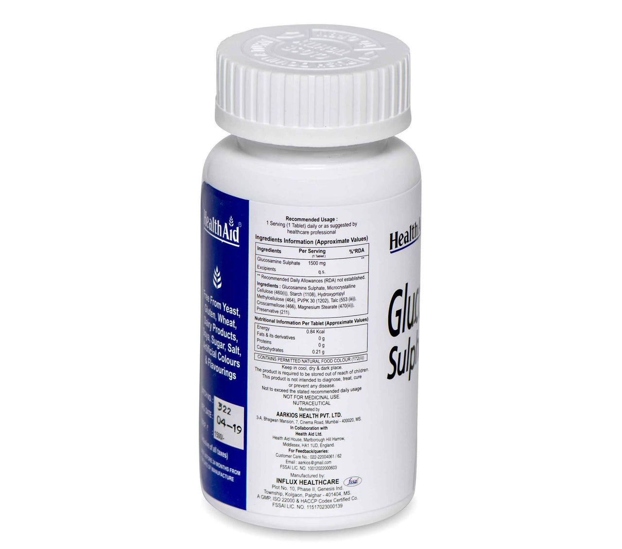 HealthAid Glucosamine Sulphate 2KCI 1500 mg Tablets - Distacart