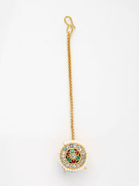 Thumbnail for NVR Women's Gold-Plated CZ Stone-Studded Borla Maang Tikka