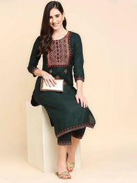 Thumbnail for Anubhutee Green & Beige Embroidered Kurta with Palazzos - Distacart
