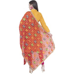 Thumbnail for A R Silk Women's Multi Embroidery Chiffon Red Dupattas and Chunnis