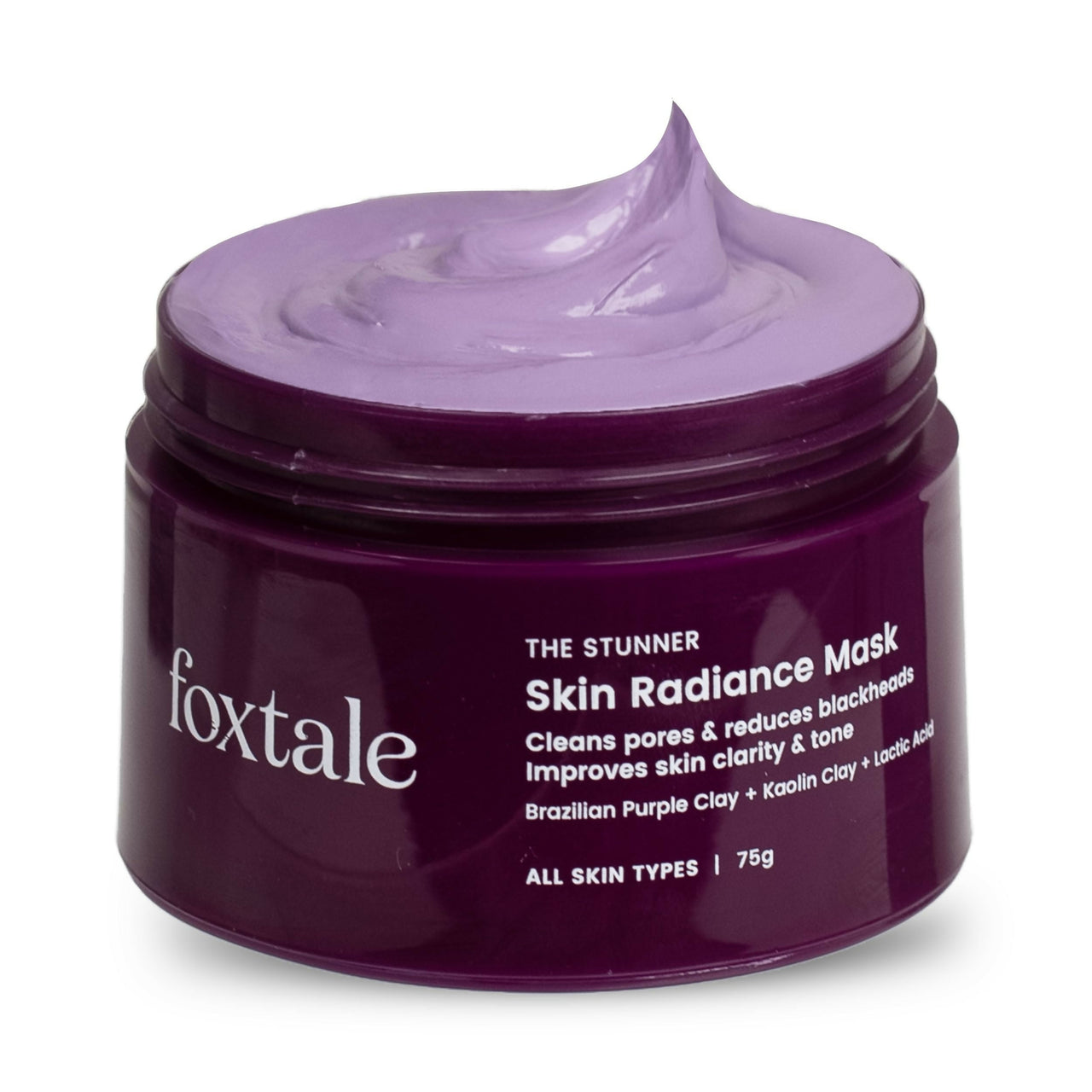 Foxtale De-Tan Face Mask For Glowing Skin - Clay Mask with Lactic Acid For Tan Removal, Reduction in Blackheads, Instant Brightening