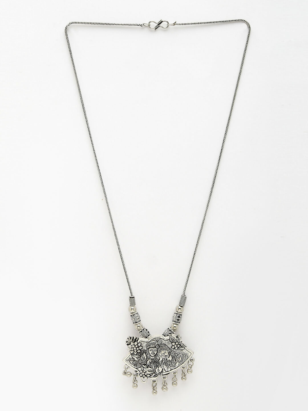 NVR Women's Silver-Toned Radha Krishna Pendant with Chain - Distacart