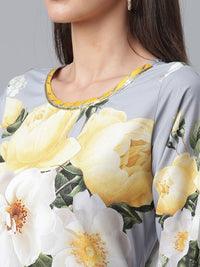 Thumbnail for Ahalyaa Rayon Grey Digital Print Kurta With Dupatta Set