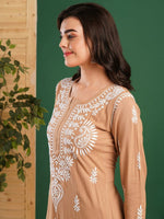 Thumbnail for ADA Ethnic Motifs Embroidered Chikankari Kurta with Trousers - Distacart