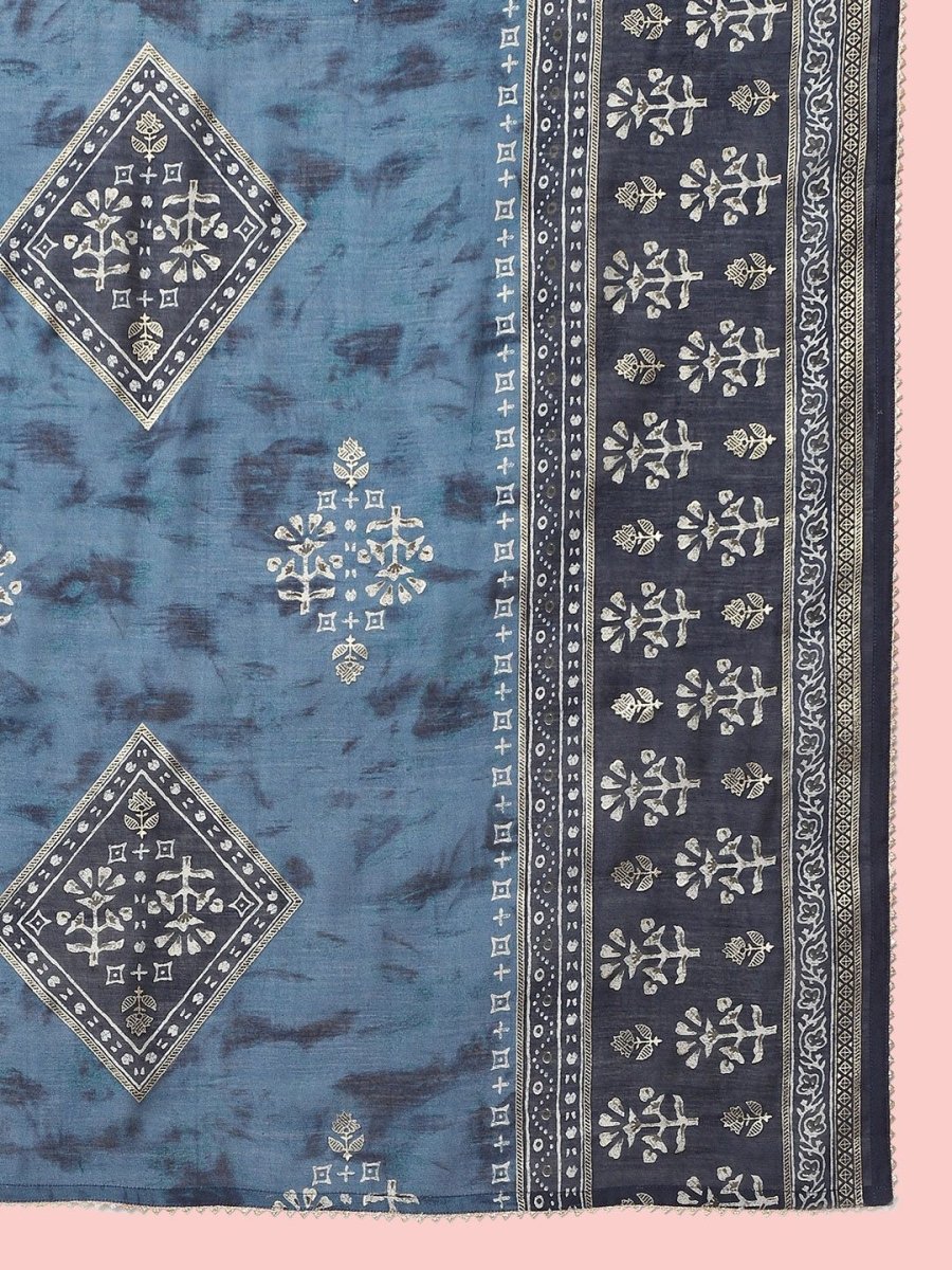Anouk Ethnic Motifs Printed Chanderi Silk Kurta with Trousers & With Dupatta - Distacart