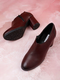 Thumbnail for ELLE Coffee Textured Block Pumps