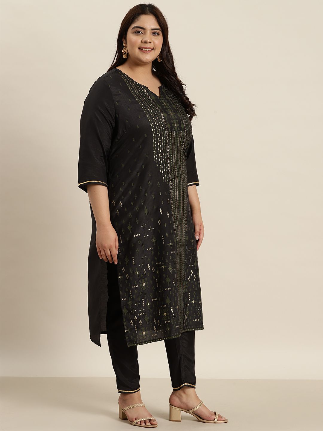 Sztori Plus Size Ethnic Motifs Printed Kurta with Trousers & Dupatta - Distacart