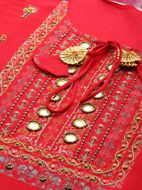 Thumbnail for Anubhutee Women Red Ethnic Motifs Printed Thread Work Kurta with Palazzos & With Dupatta - Distacart