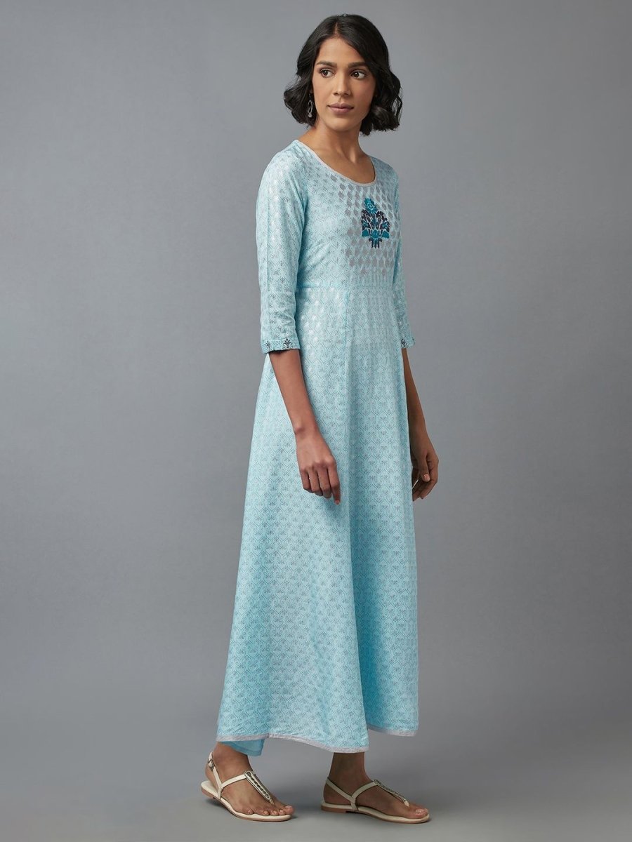 AURELIA Blue Ethnic Motifs Printed Maxi Dress