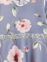 Thumbnail for Ahalyaa Light Blue Digital Print Floral Kids Dress For Girls - Distacart