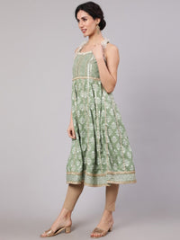 Thumbnail for Aks Floral Printed Shoulder Straps Empire Gotta Patti Pure Cotton Kurta - Distacart
