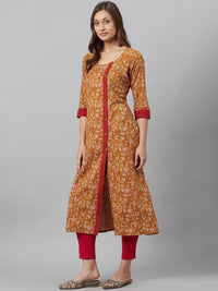 Thumbnail for Aks Floral Printed Round Neck A-Line Kurta - Distacart