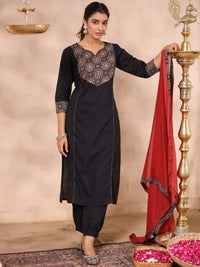 Thumbnail for Anubhutee Yoke Design Ethnic Motifs Mirror Work Pure Cotton Kurta With Salwar & Dupatta - Distacart
