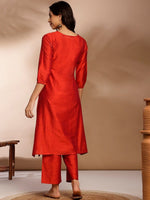 Thumbnail for Anouk V-Neck Three-Quarter Sleeves A-Line Kurta With Palazzos - Distacart