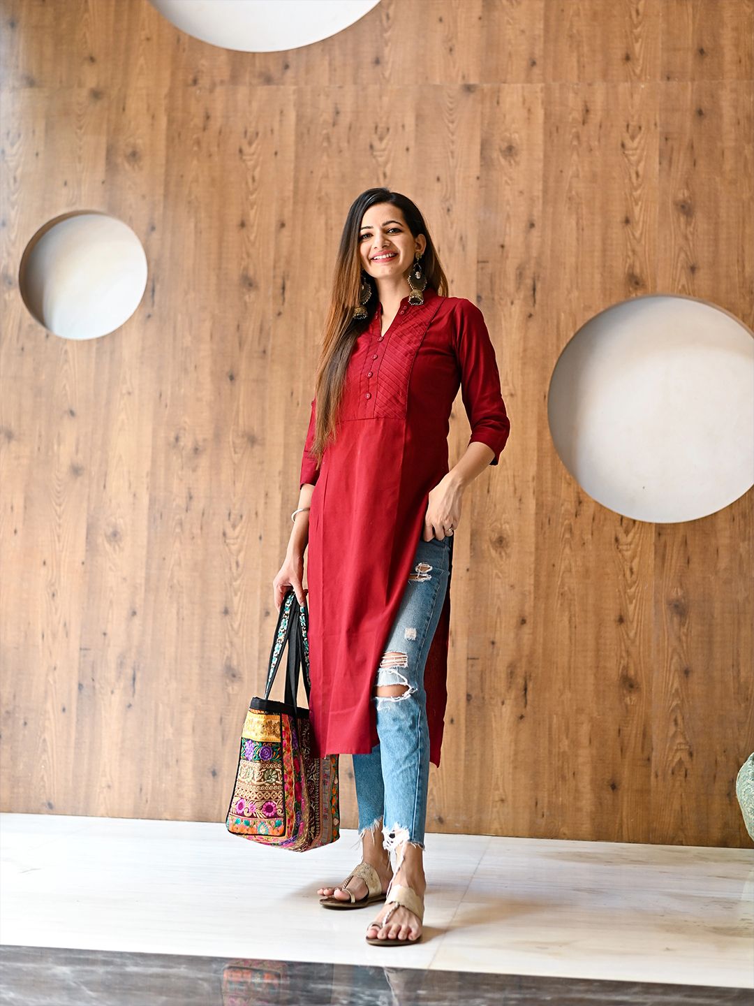 Vishudh Women Red Solid Straight Kurta - Distacart