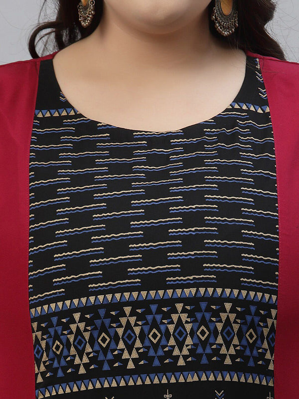 Sztori Plus Size Tribal Printed Regular Straight Kurta With Trousers - Distacart