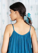 Thumbnail for Pimu Cotton Solid Dress for Women - Teal Blue