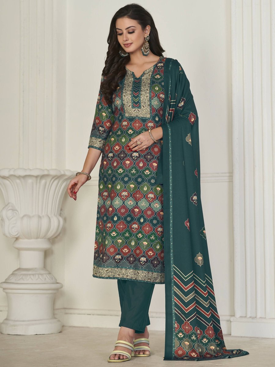 Aastha Fashion Women's Multicolor Pashmina Digital Printed Kurta with Trouser & Dupatta - Distacart