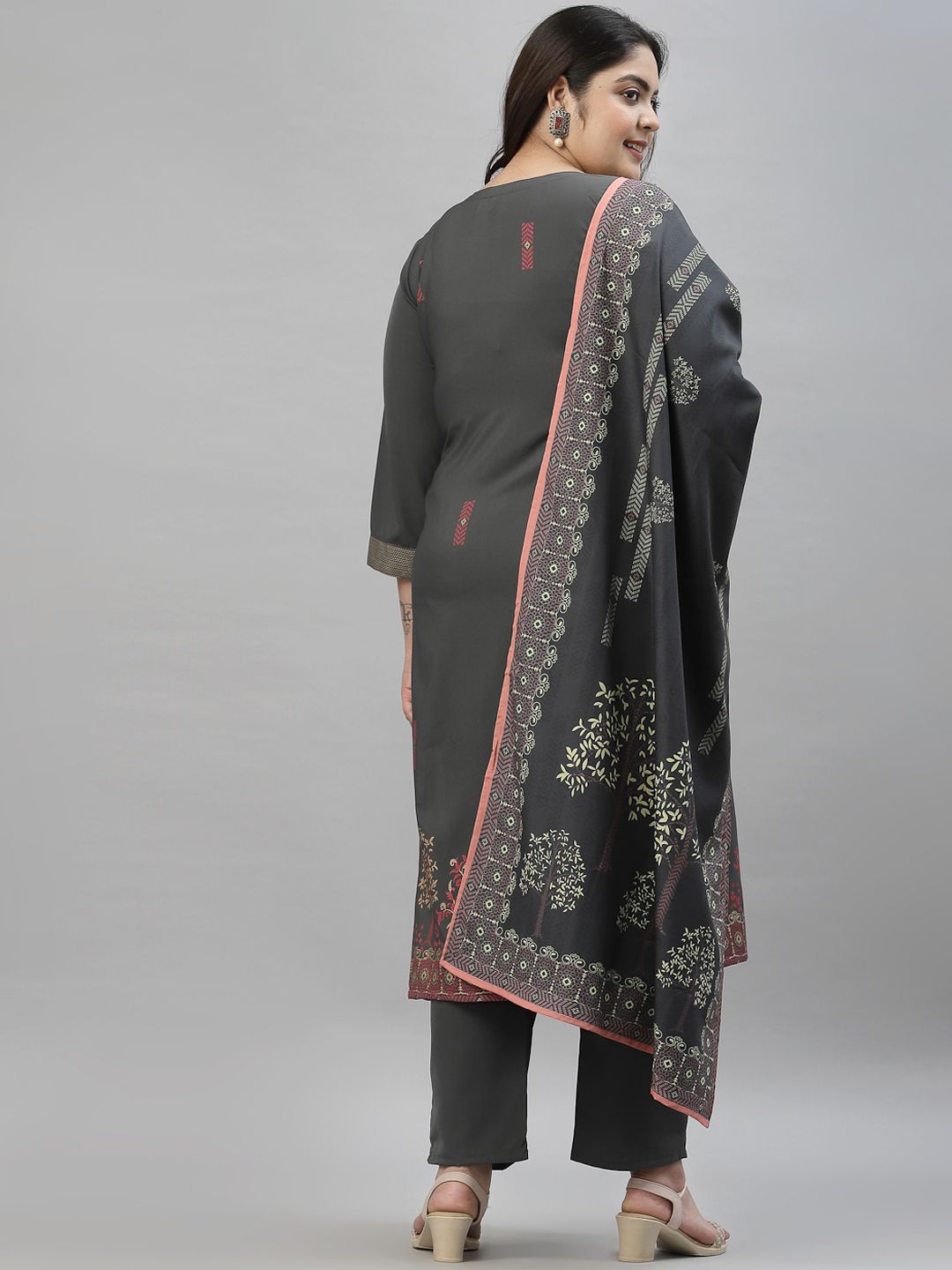 Sztori Plus Size Ethnic Motifs Printed Kurta With Trousers & Dupatta - Distacart